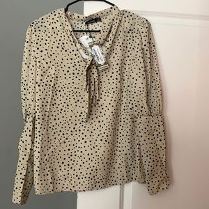 Polka Dot Boohoo Cream Top